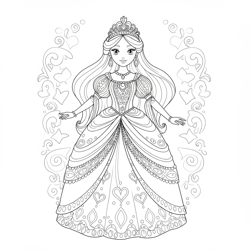 princess decorative coloring page