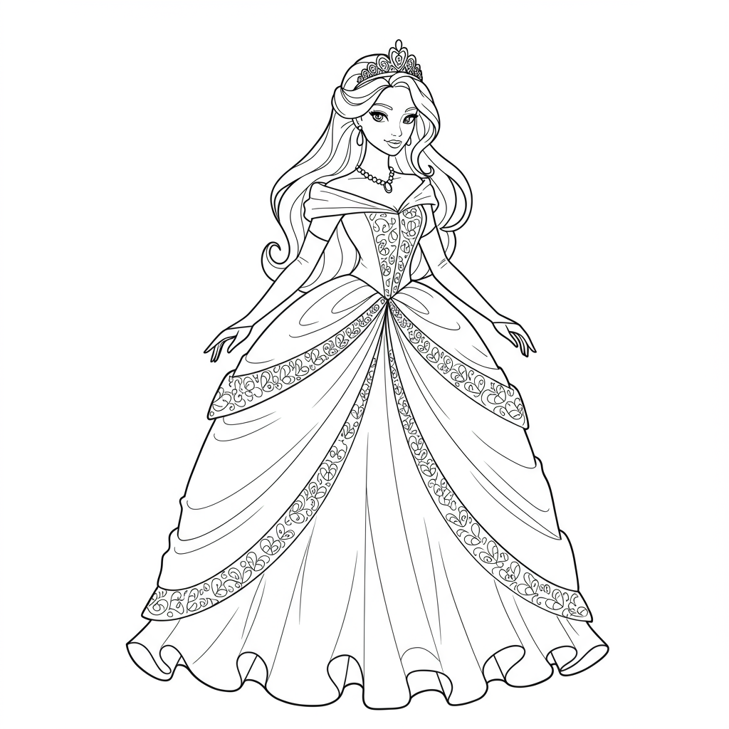 princess detailed coloring page