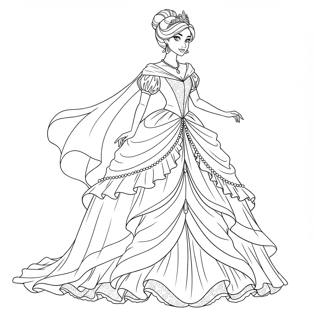 princess detailed coloring page