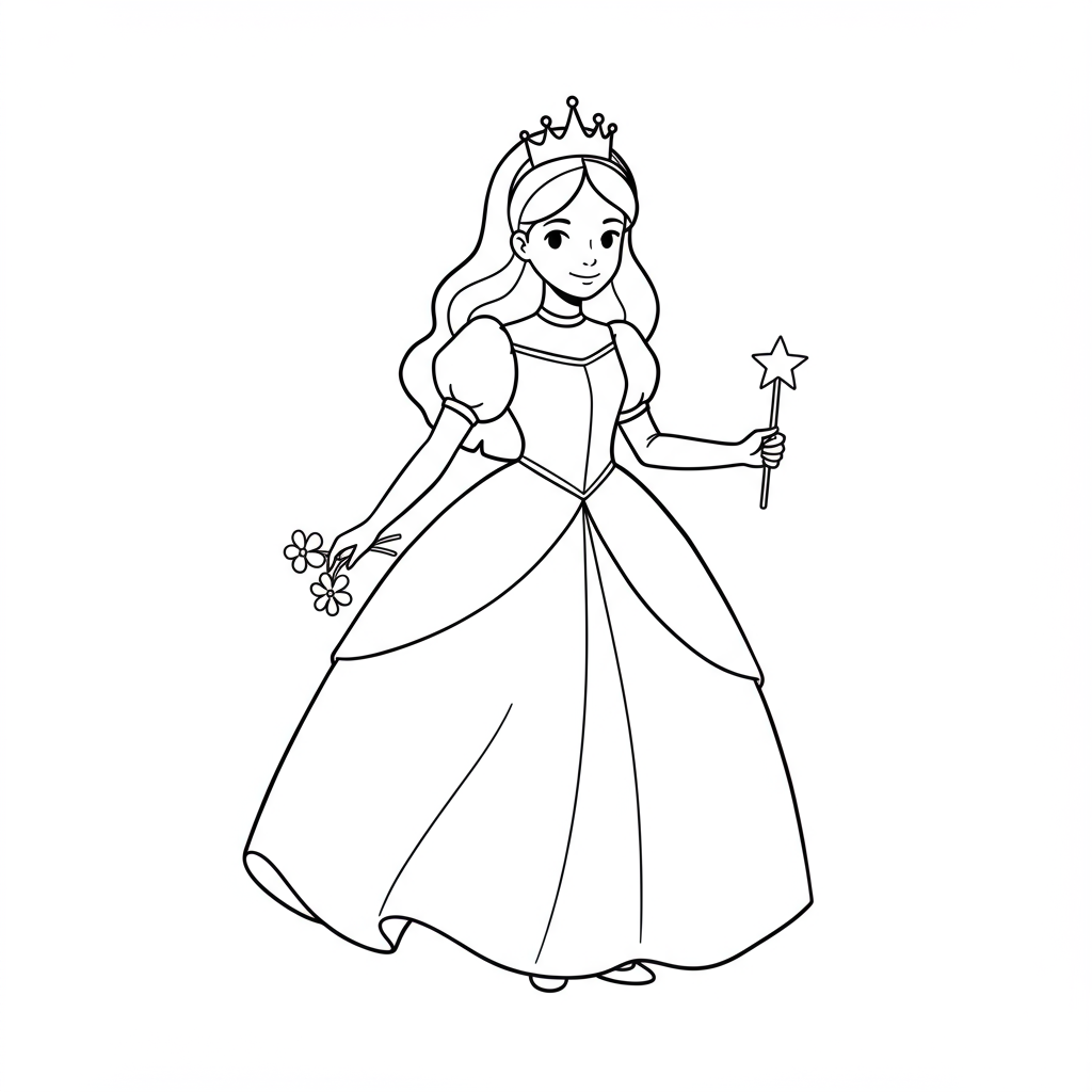 princess easy coloring page