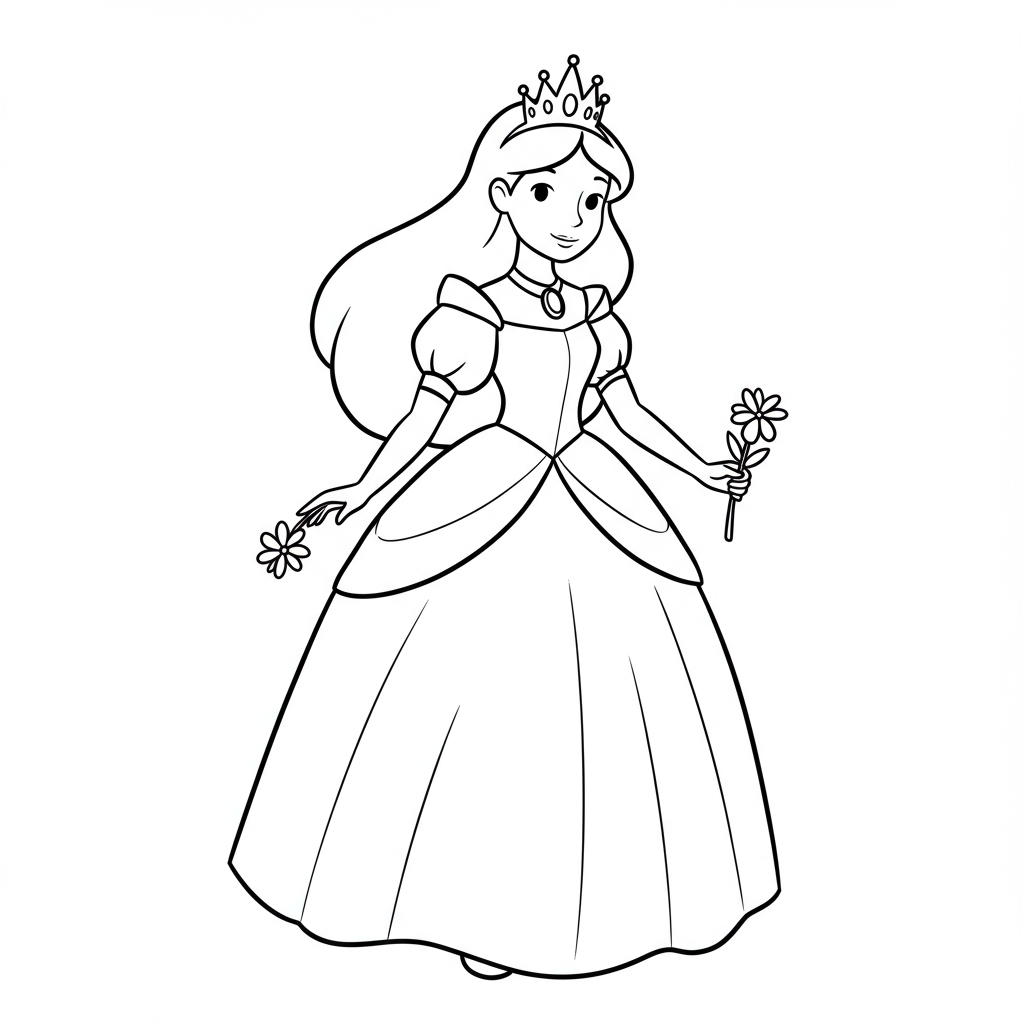 princess easy coloring page