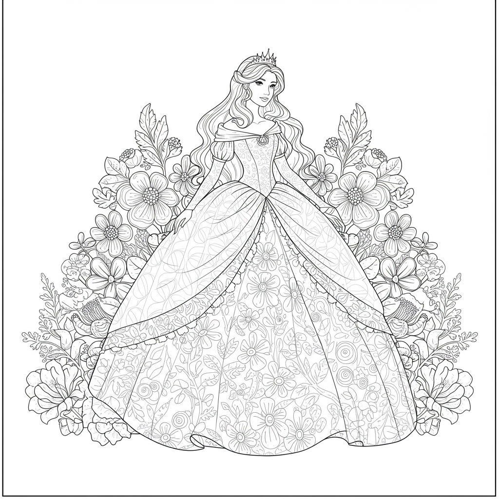 princess flowers coloring page