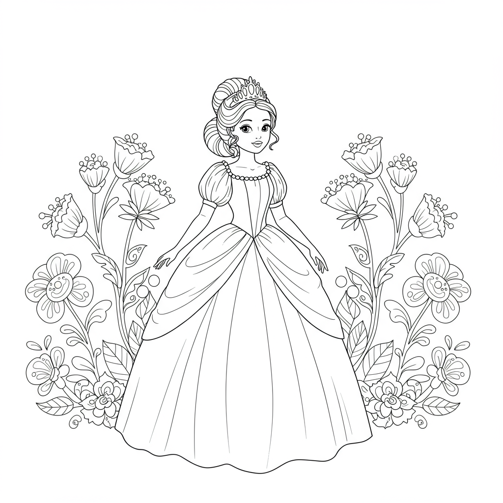 princess flowers coloring page