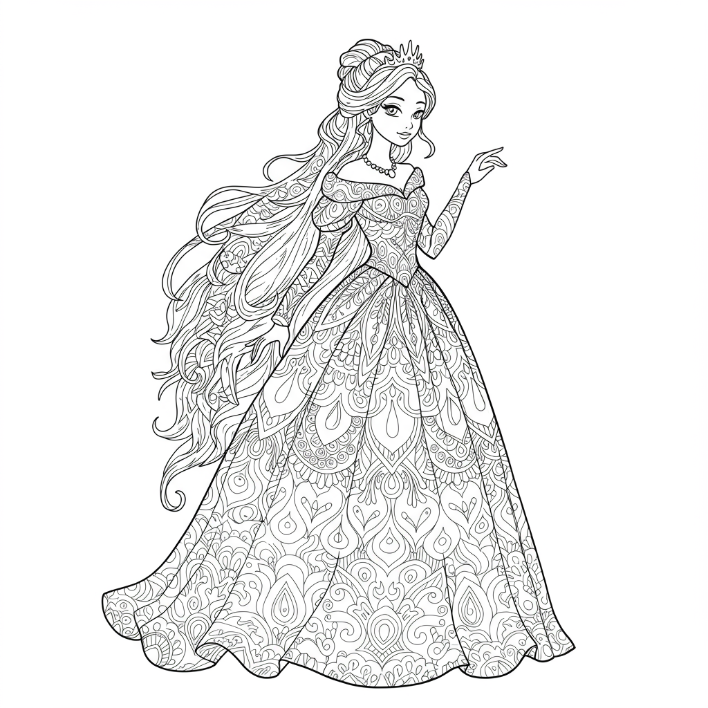 princess mandala coloring page