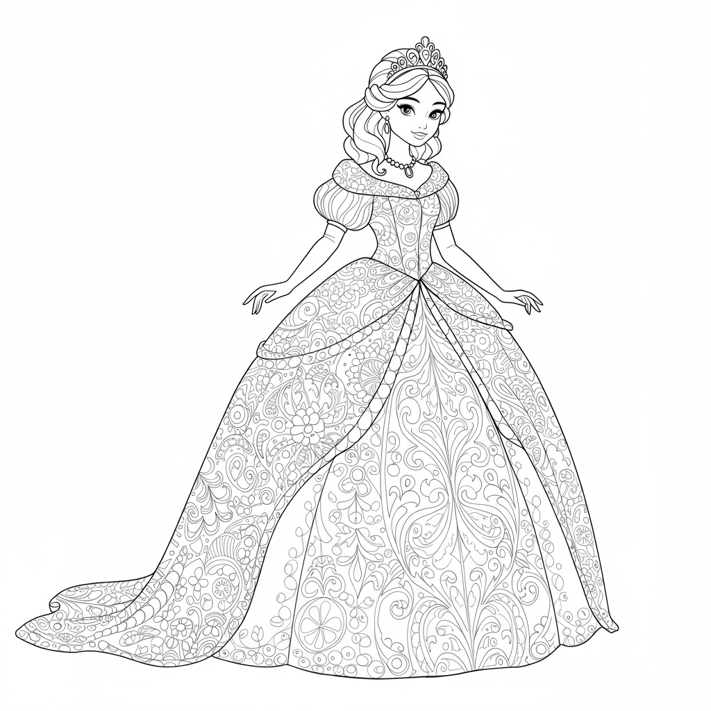 princess pattern coloring page