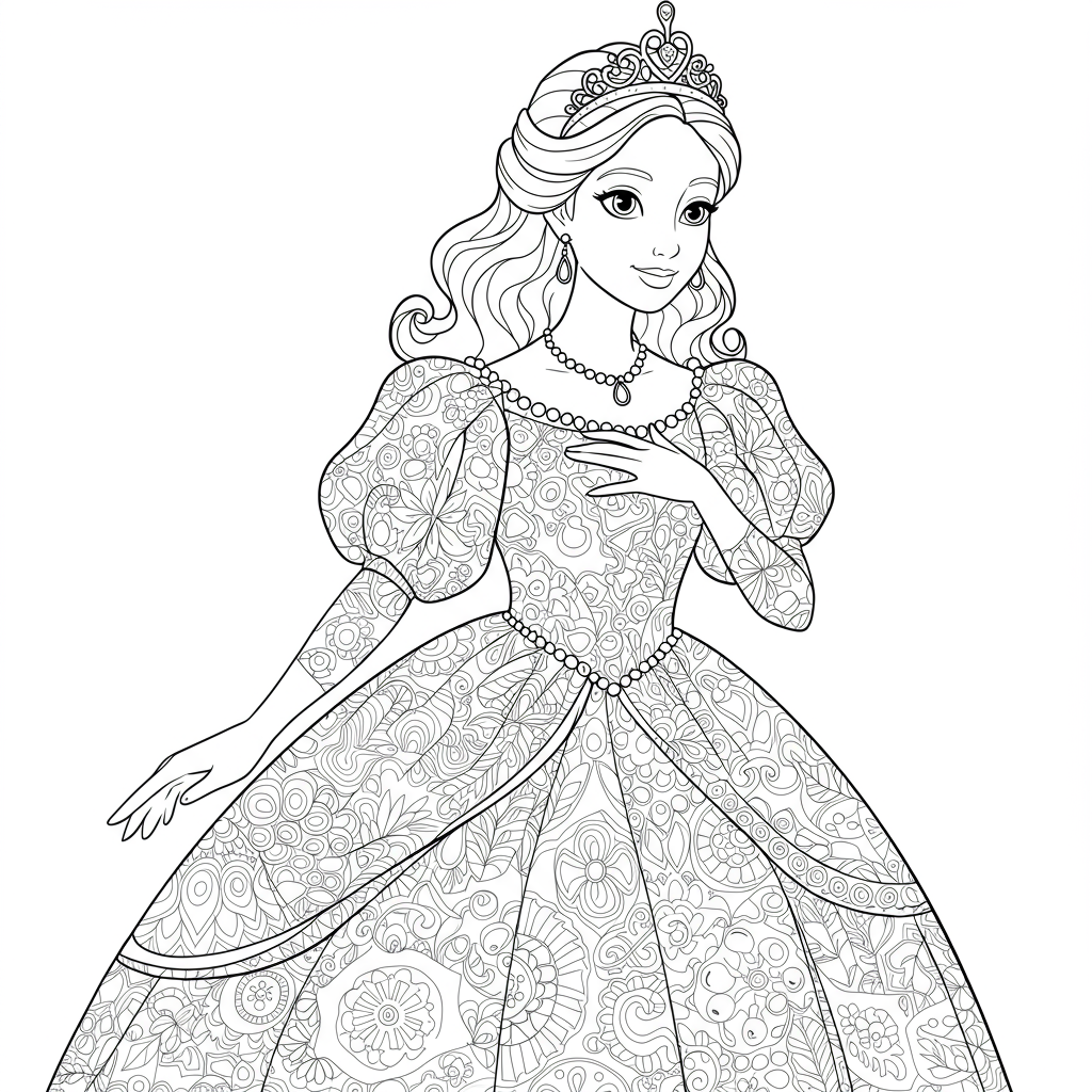 princess pattern coloring page