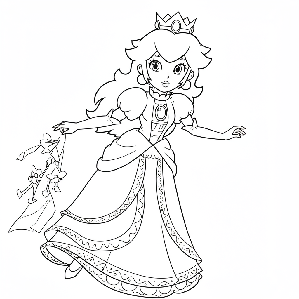 princess peach abstract coloring page