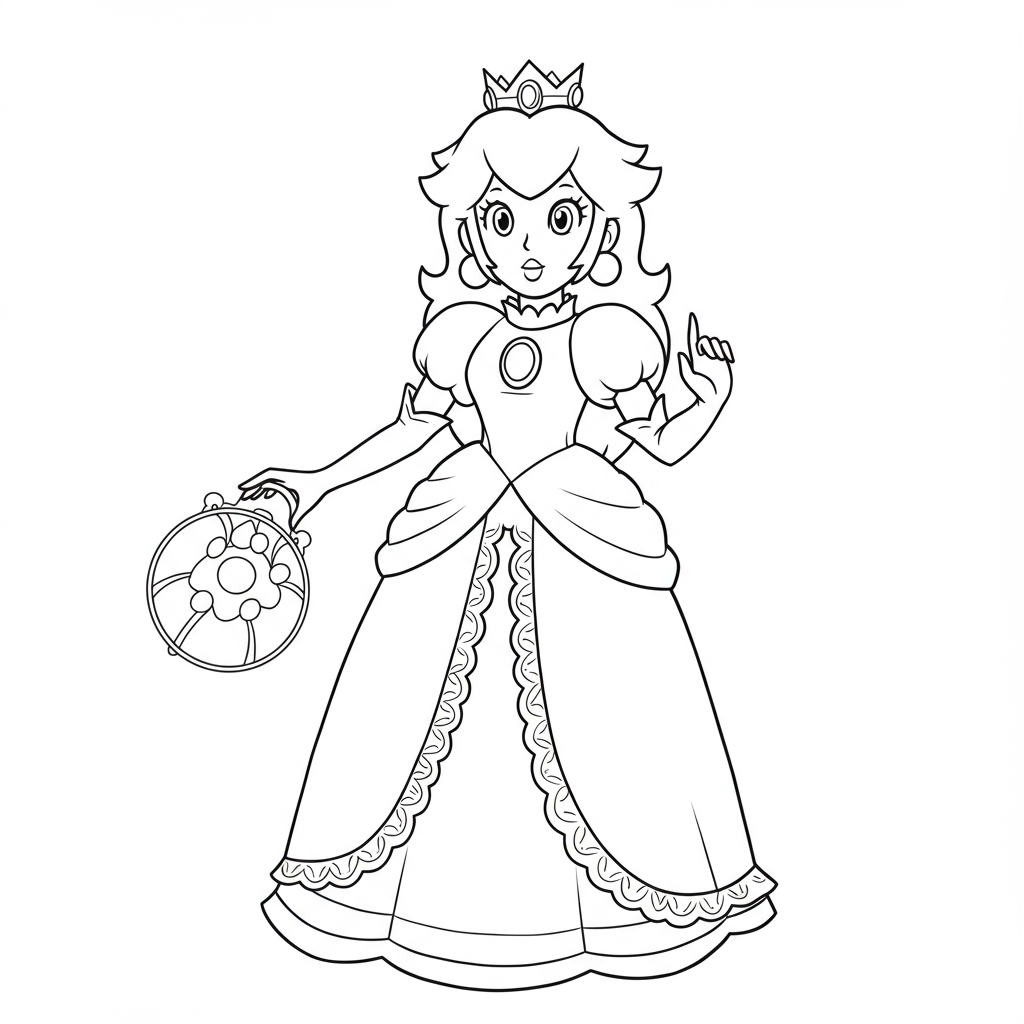 princess peach easy coloring page