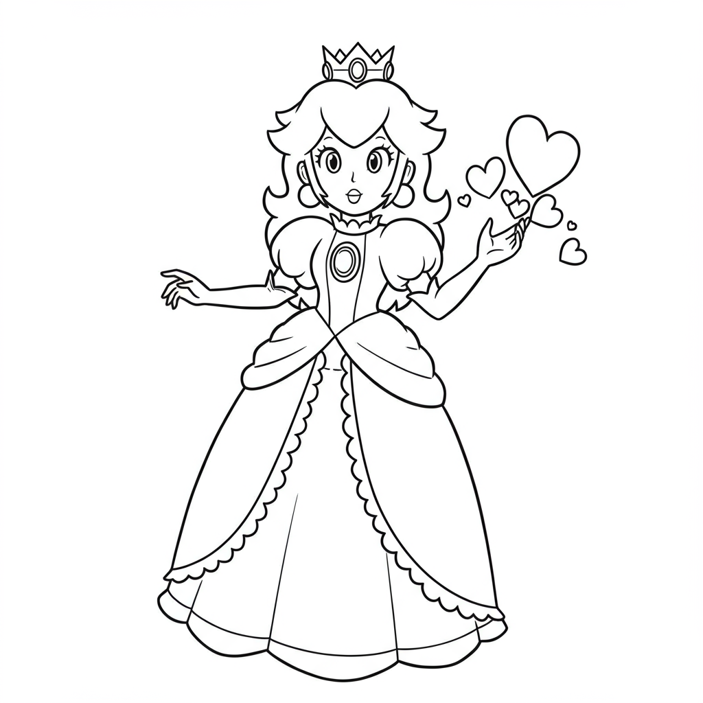 princess peach educational coloring page