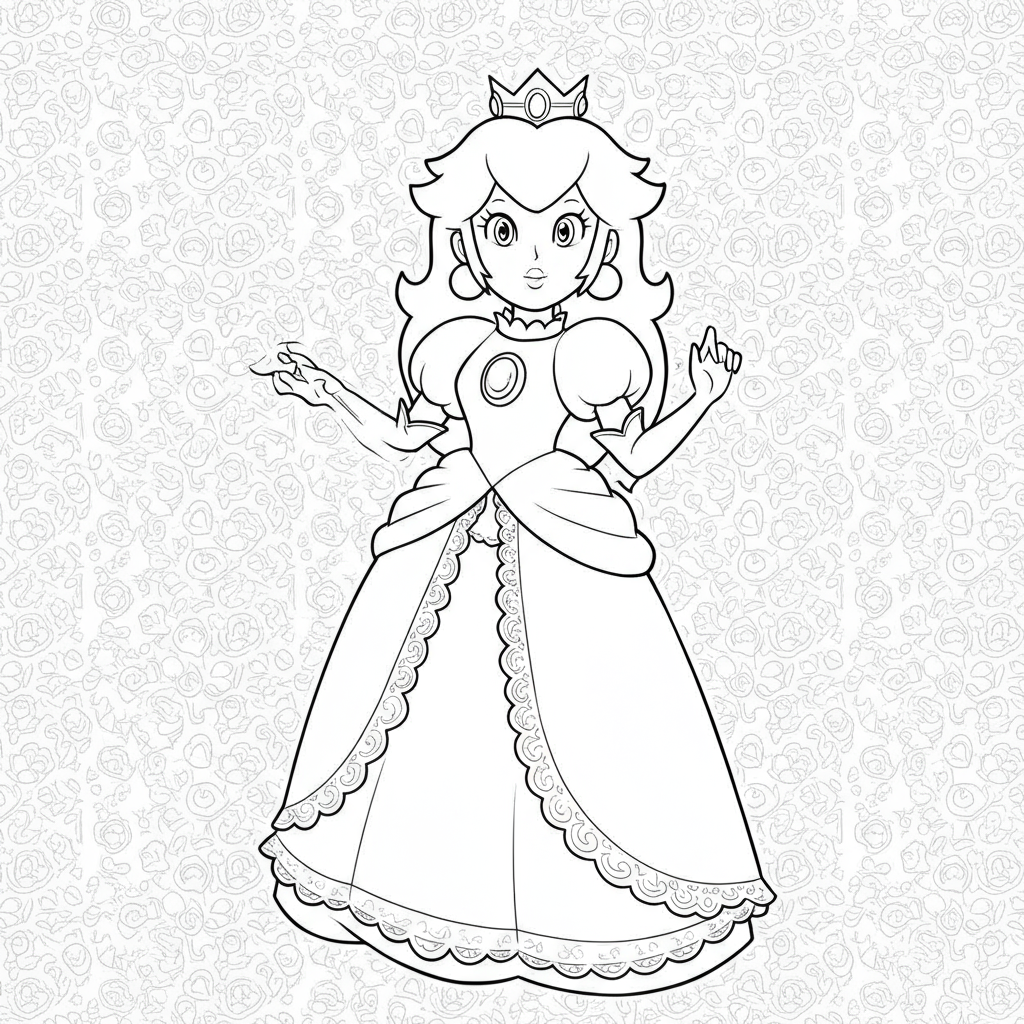 princess peach pattern coloring page