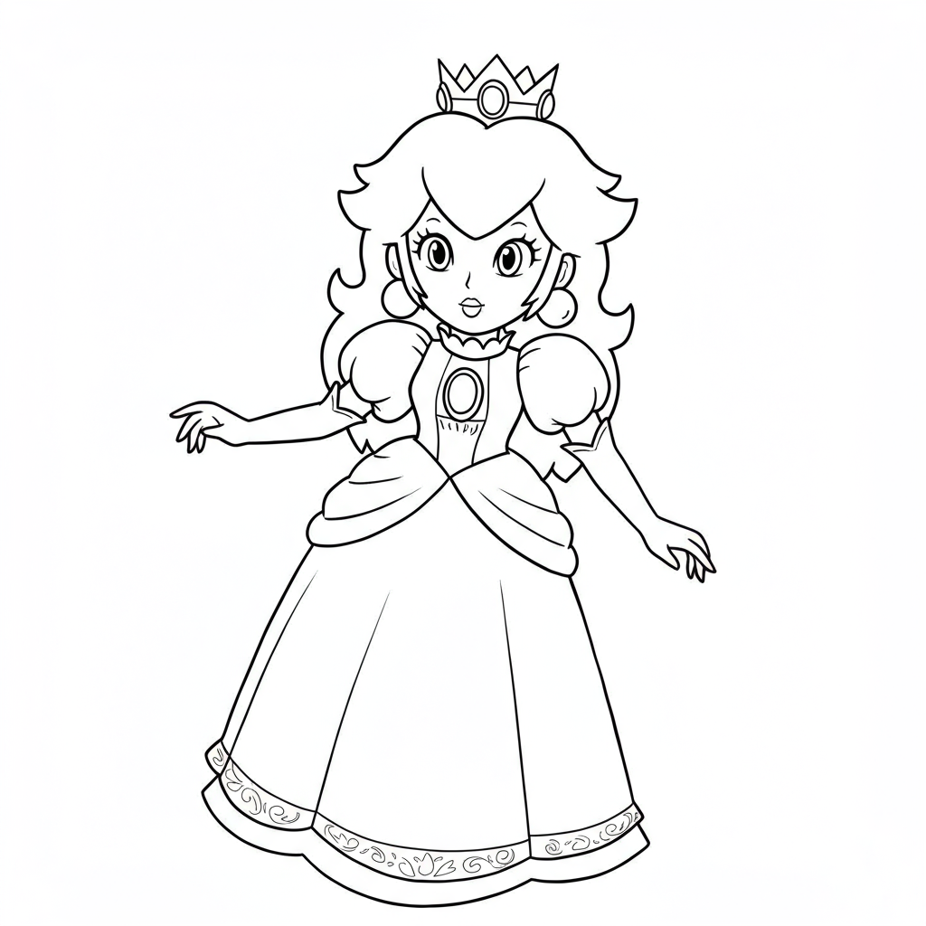 princess peach portrait coloring page