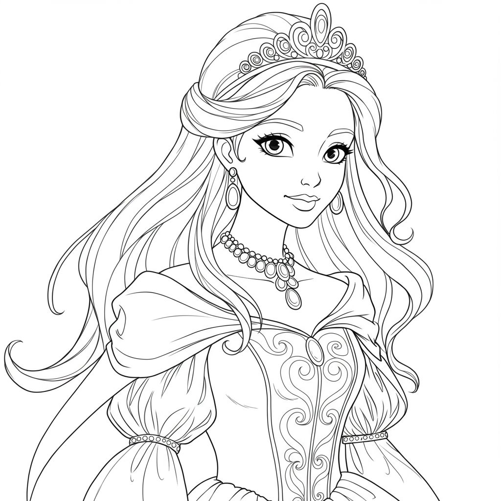 princess portrait coloring page
