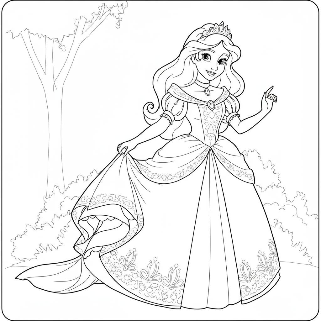 página para colorir educativa de princesa para imprimir