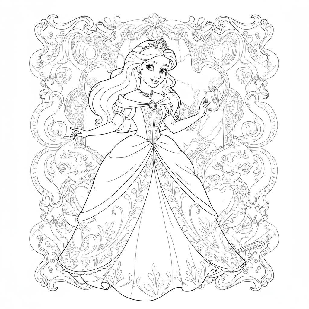 página para colorir de padrão de princesa para imprimir