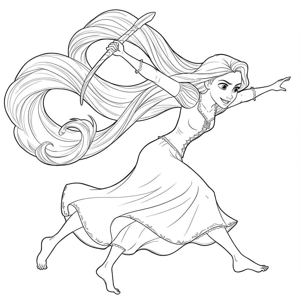 rapunzel action coloring page