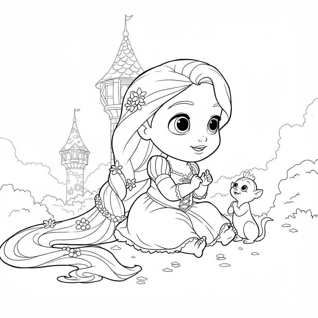 rapunzel baby coloring page