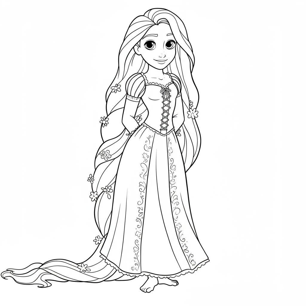 rapunzel cute coloring page
