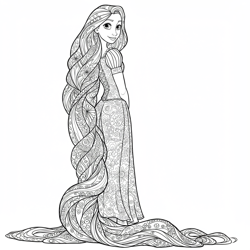 rapunzel decorative coloring page