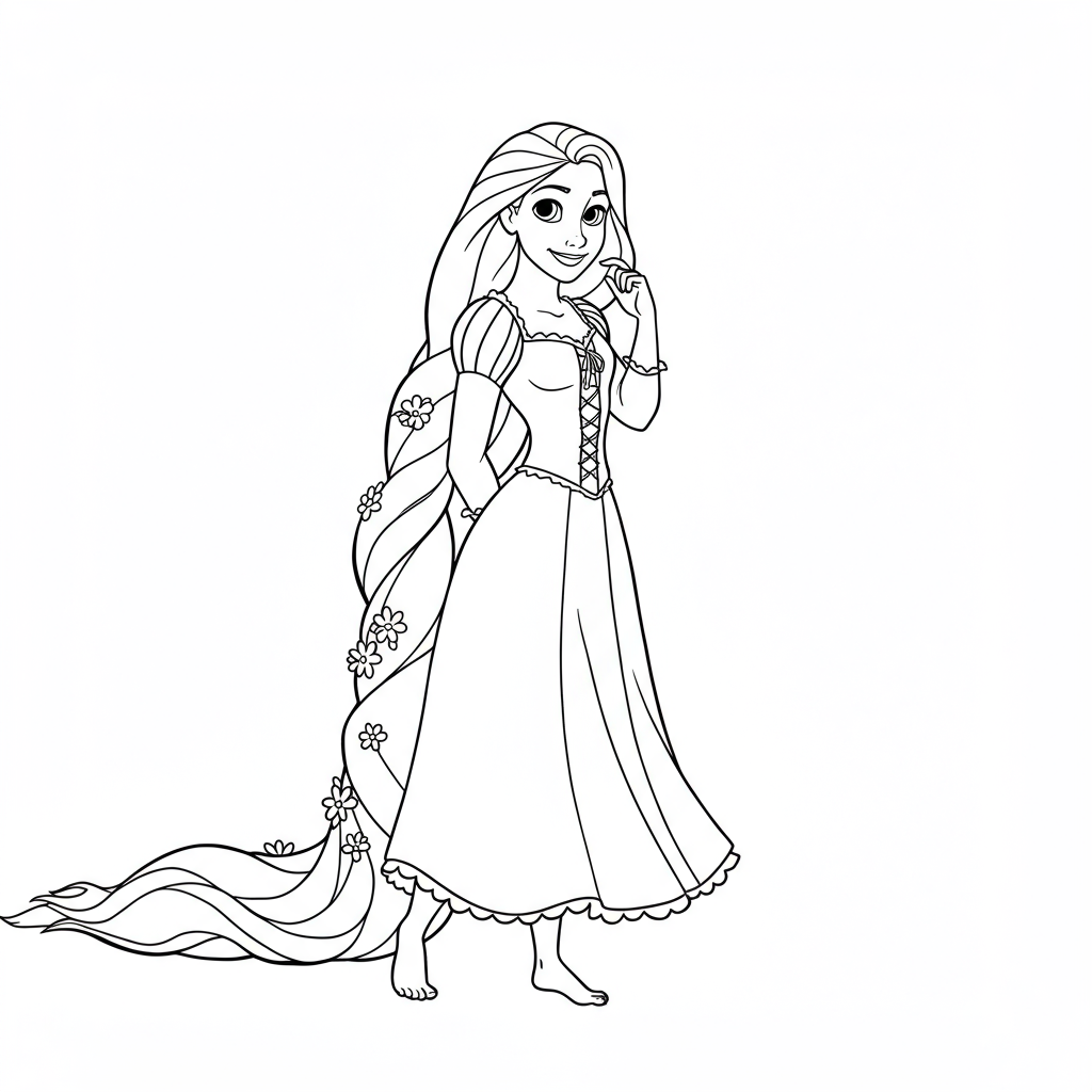 rapunzel easy coloring page