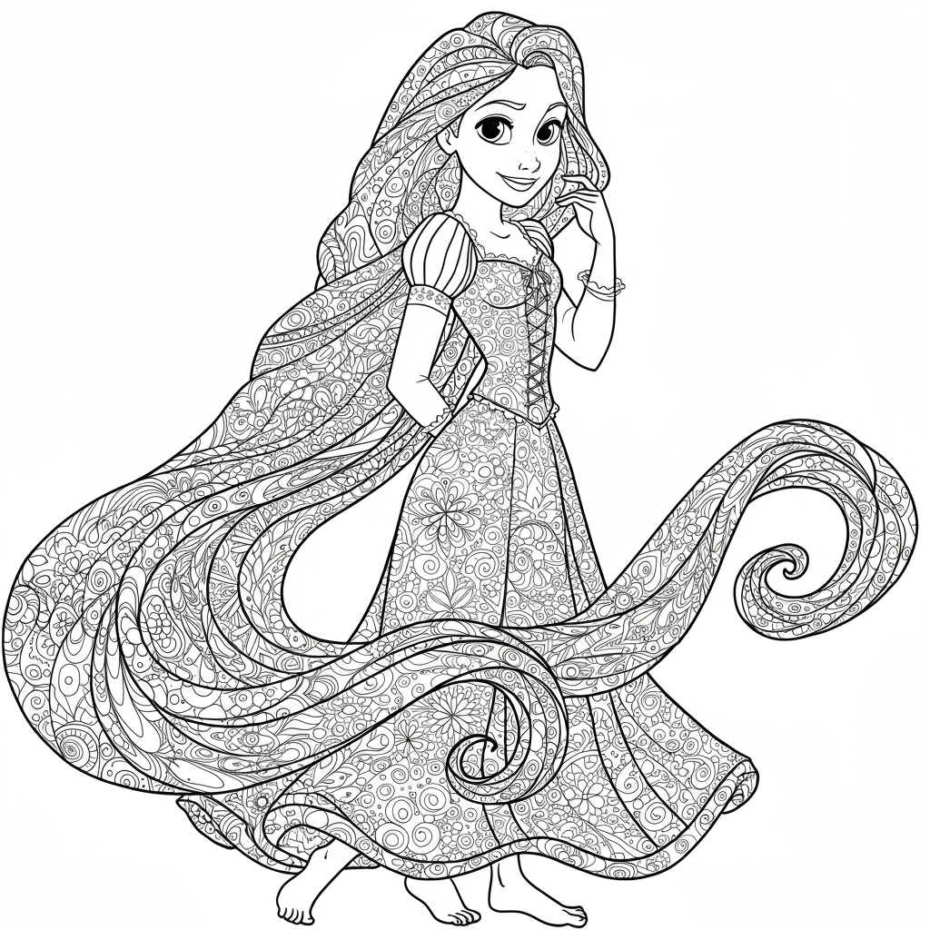 rapunzel pattern coloring page