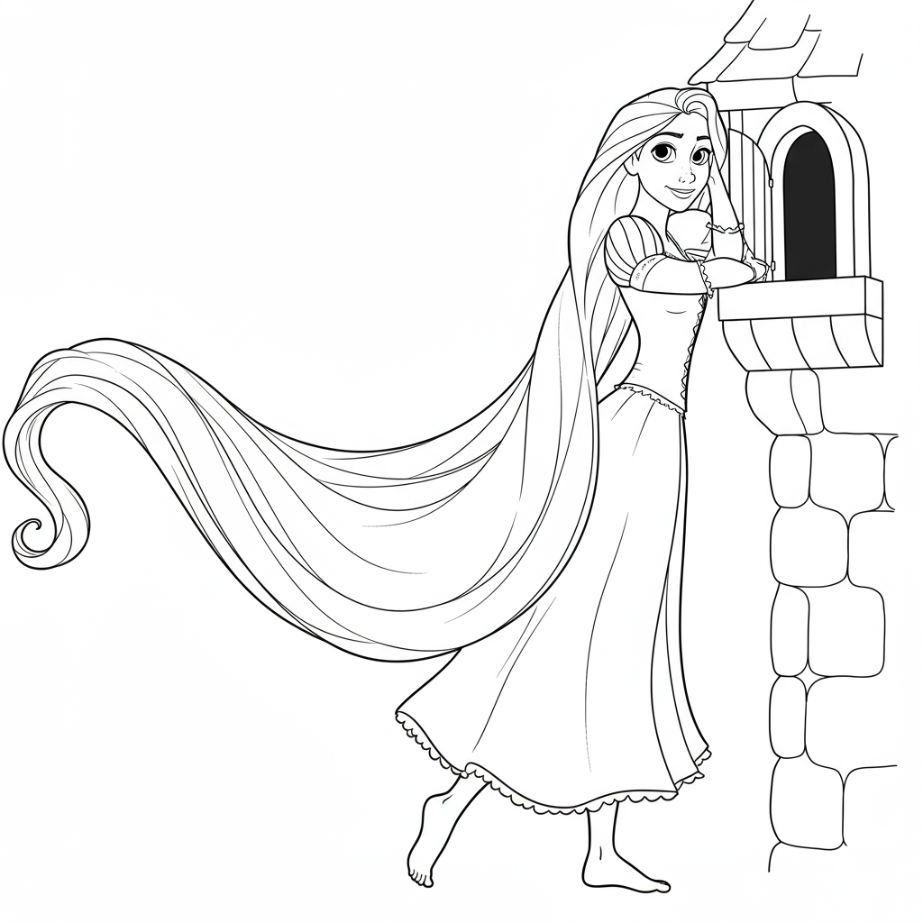 rapunzel simple coloring page