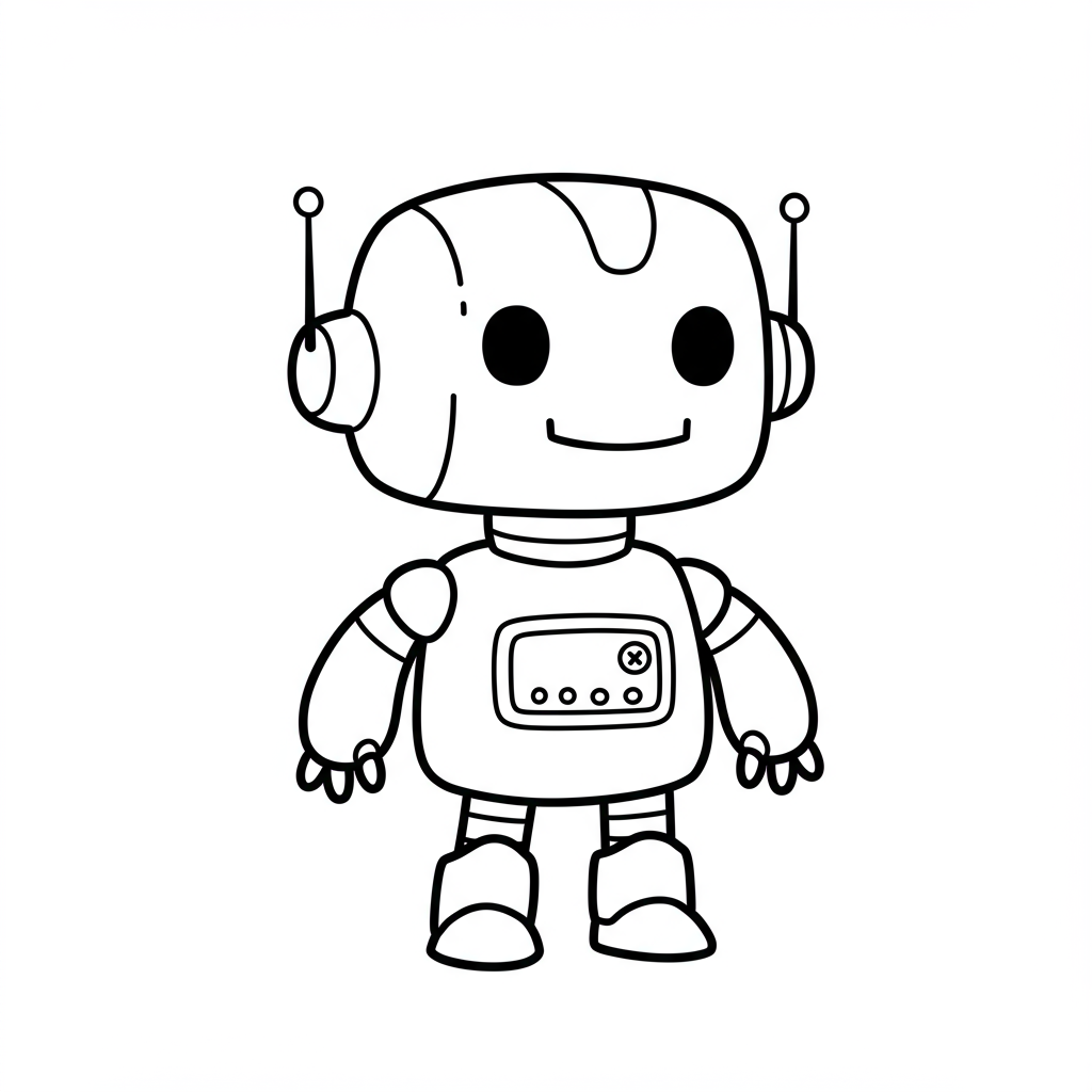 robot cute coloring page