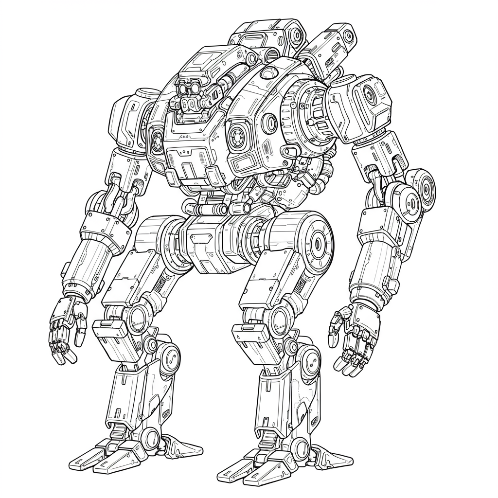 robot detailed coloring page