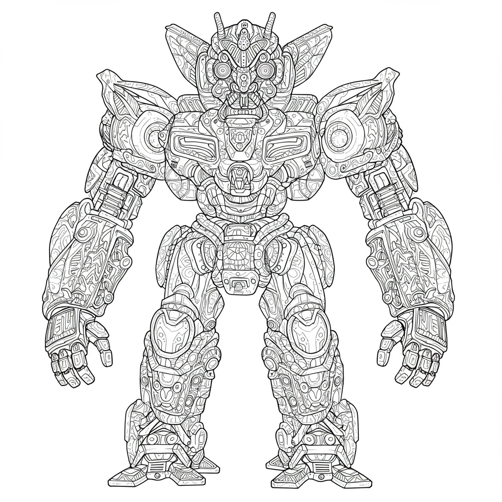 robot pattern coloring page
