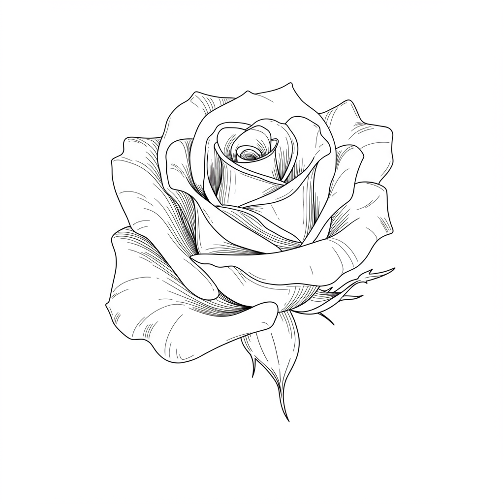 rose action coloring page