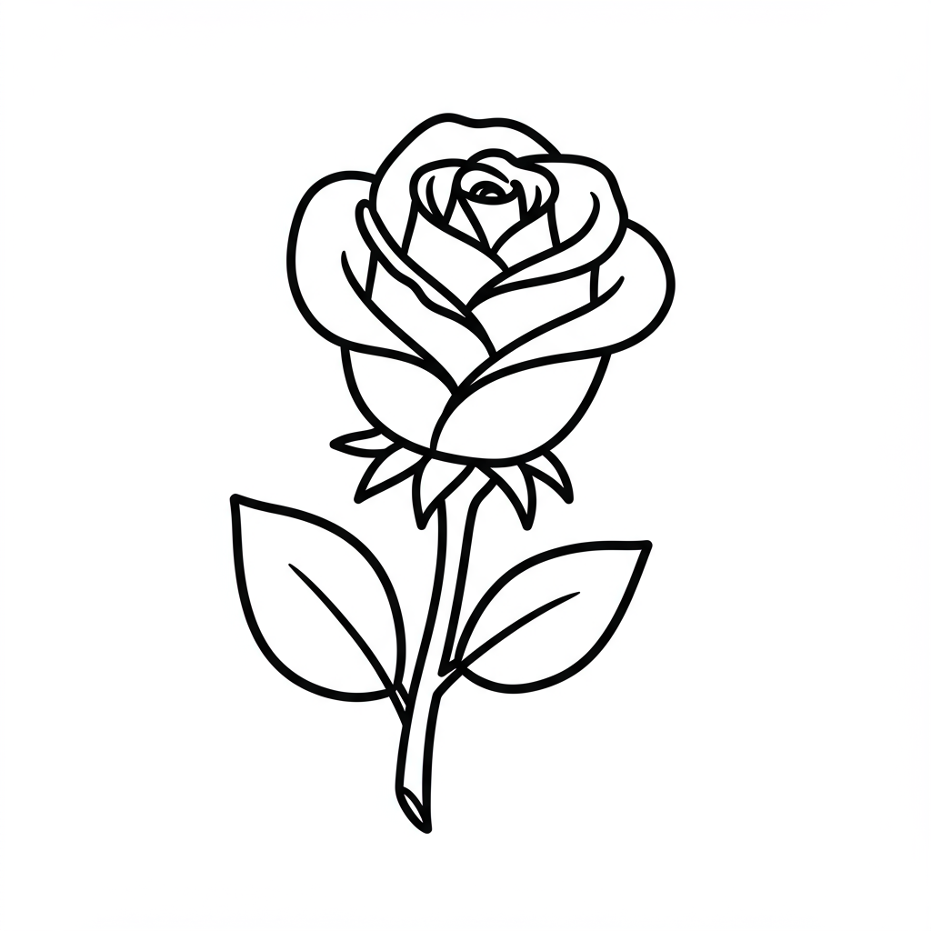 rose cartoon coloring page