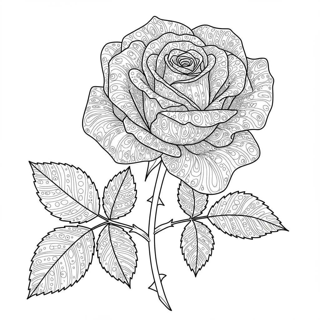 rose decorative coloring page