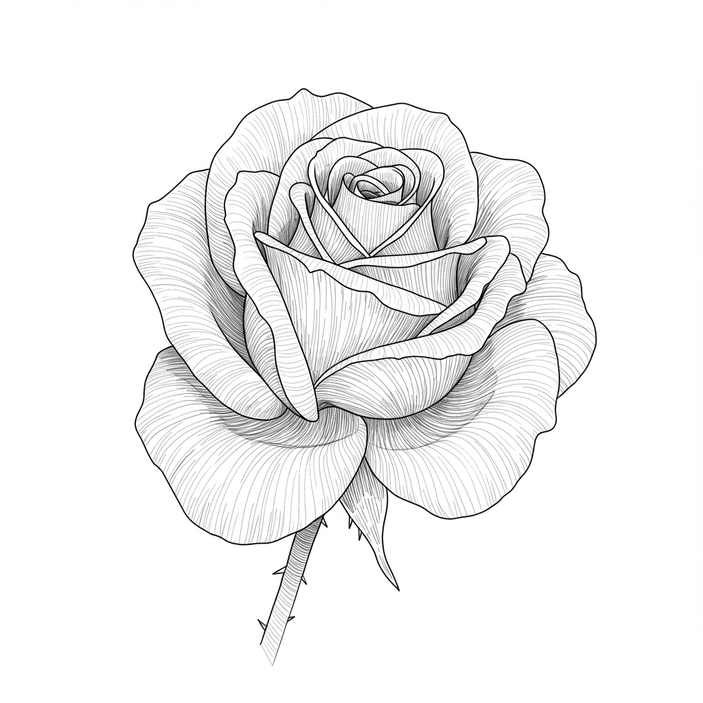 rose detailed coloring page