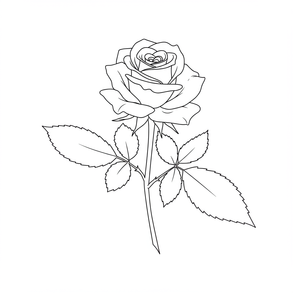 rose easy coloring page