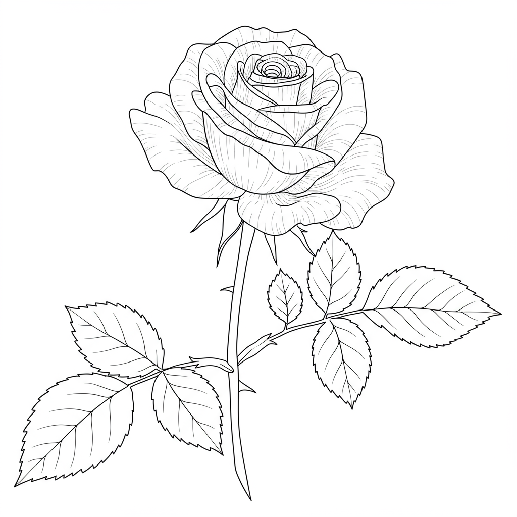 rose educational coloring page