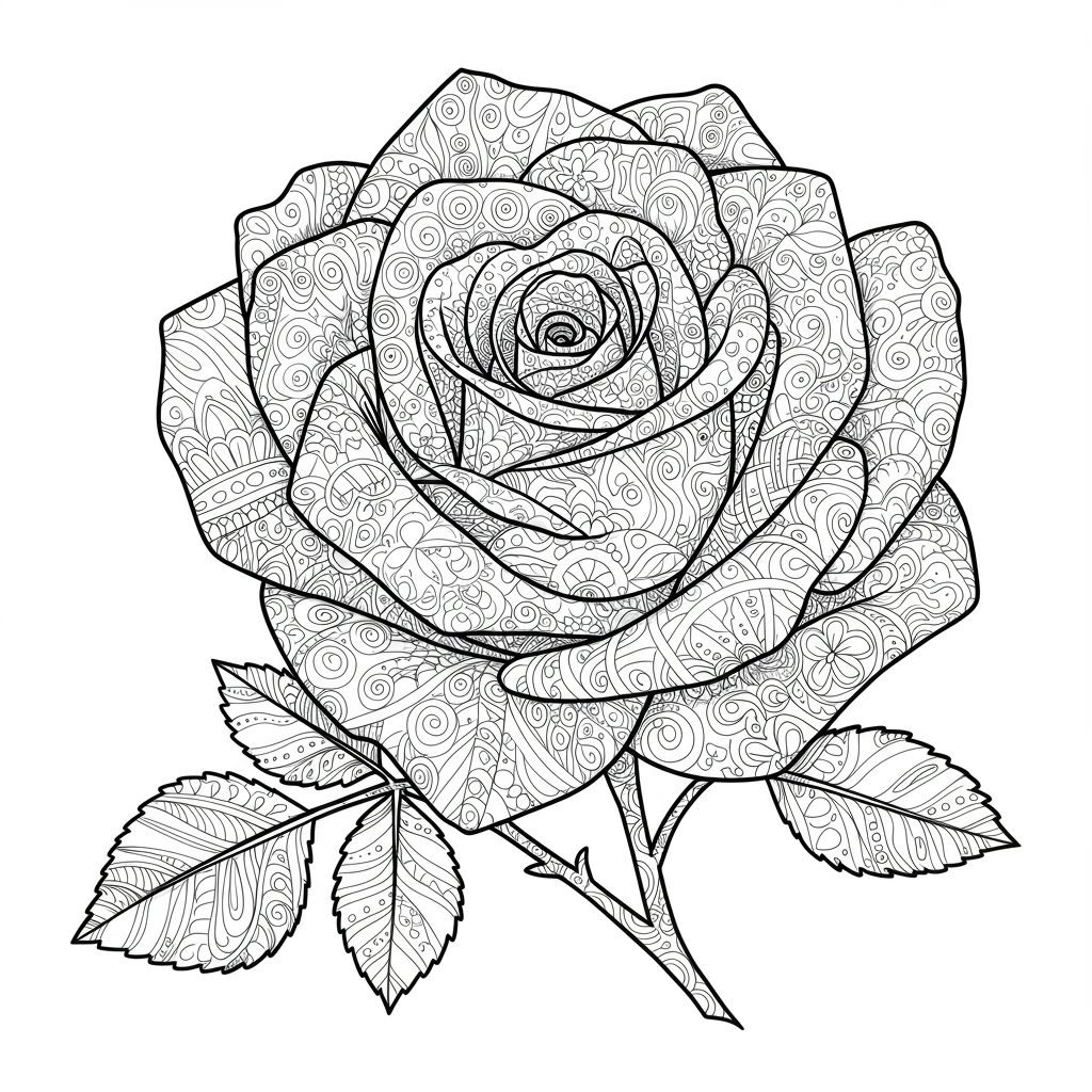 rose pattern coloring page