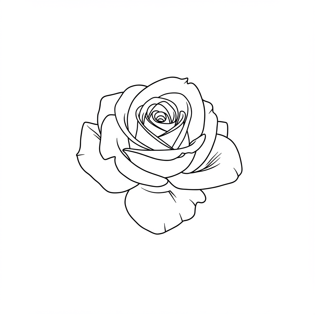 rose simple coloring page