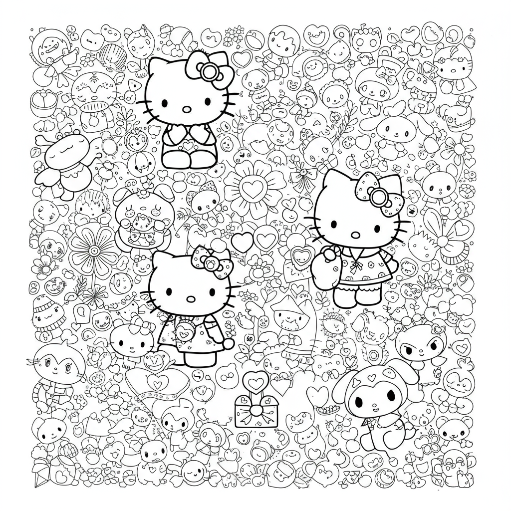 sanrio decorative coloring page