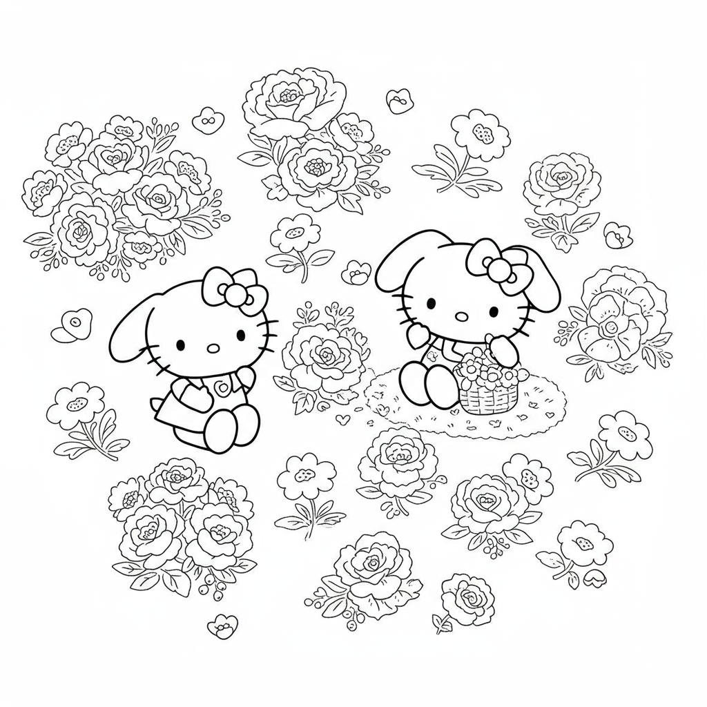 sanrio flowers coloring page