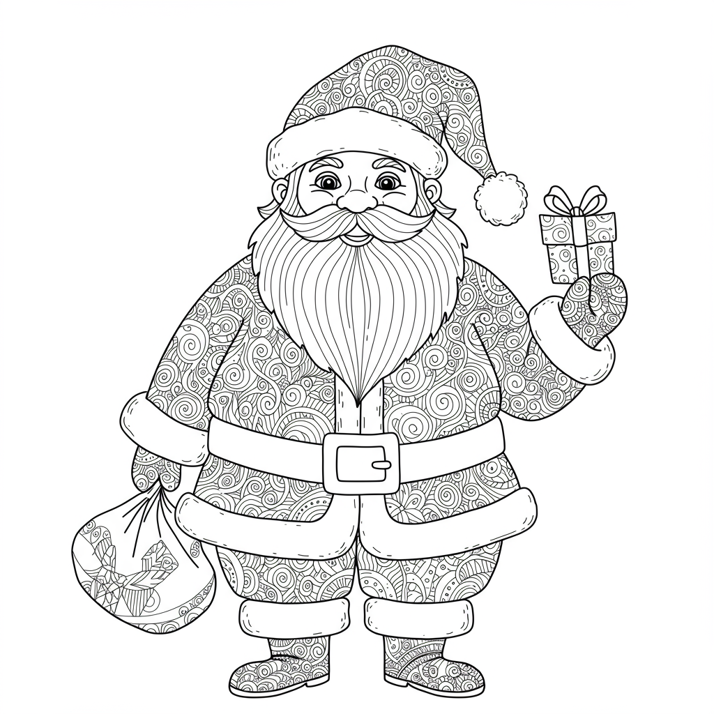 santa claus abstract coloring page