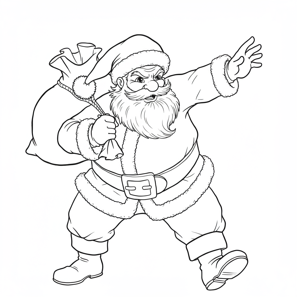 disegni da colorare babbo natale in azione