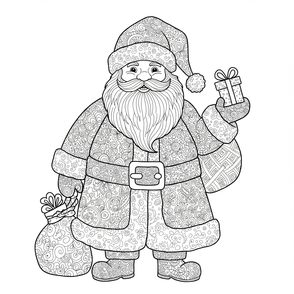 disegni da colorare babbo natale decorativo