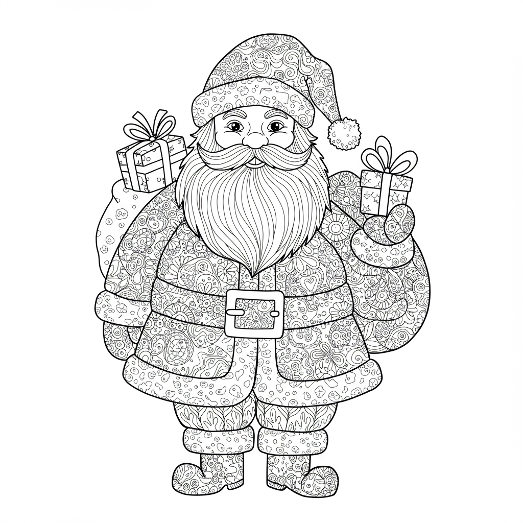 santa claus decorative coloring page