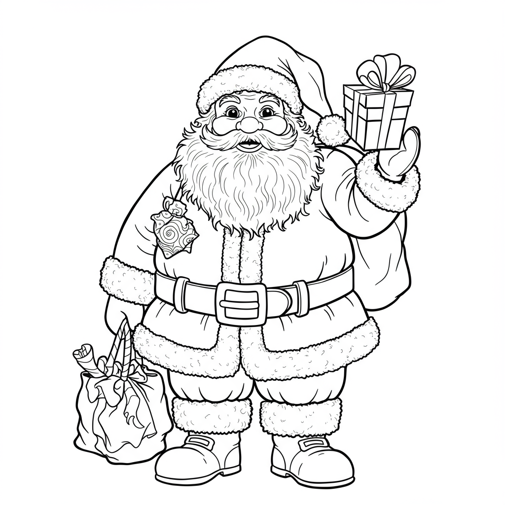 disegni da colorare babbo natale dettagliato