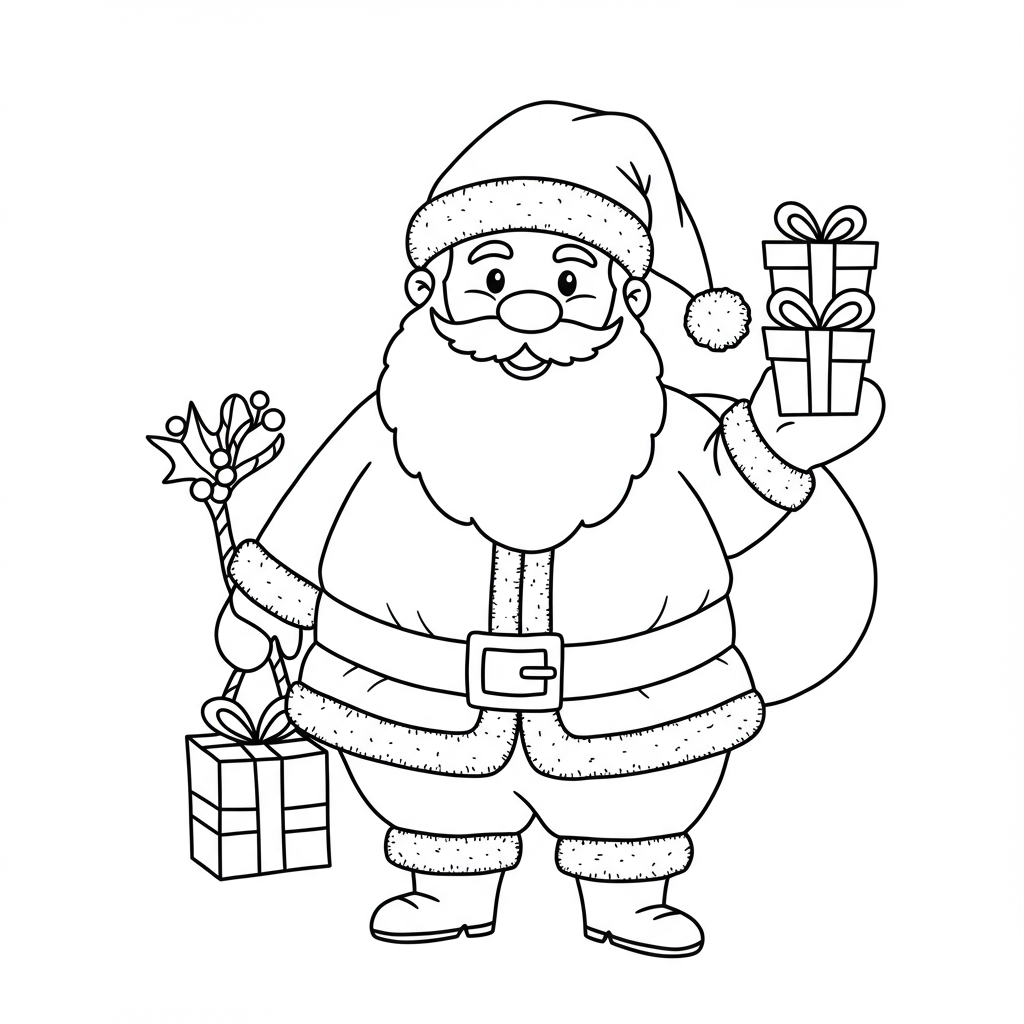 santa claus easy coloring page