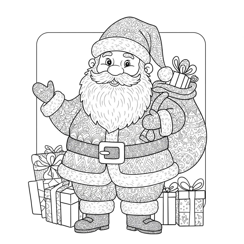 disegni da colorare babbo natale motivo