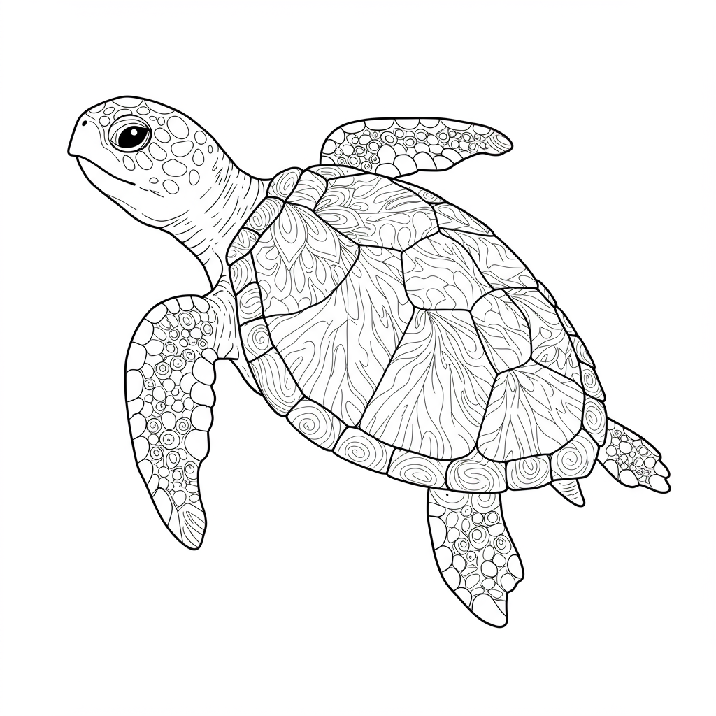 página para colorir decorativa de tartaruga marinha