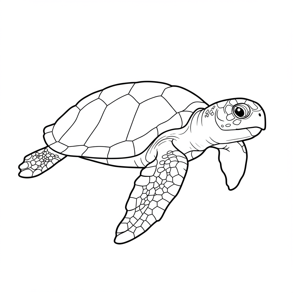página para colorir fácil de tartaruga marinha
