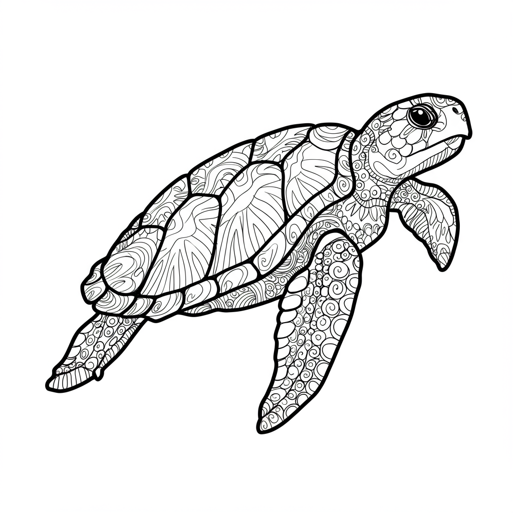 página para colorir de mandala de tartaruga marinha
