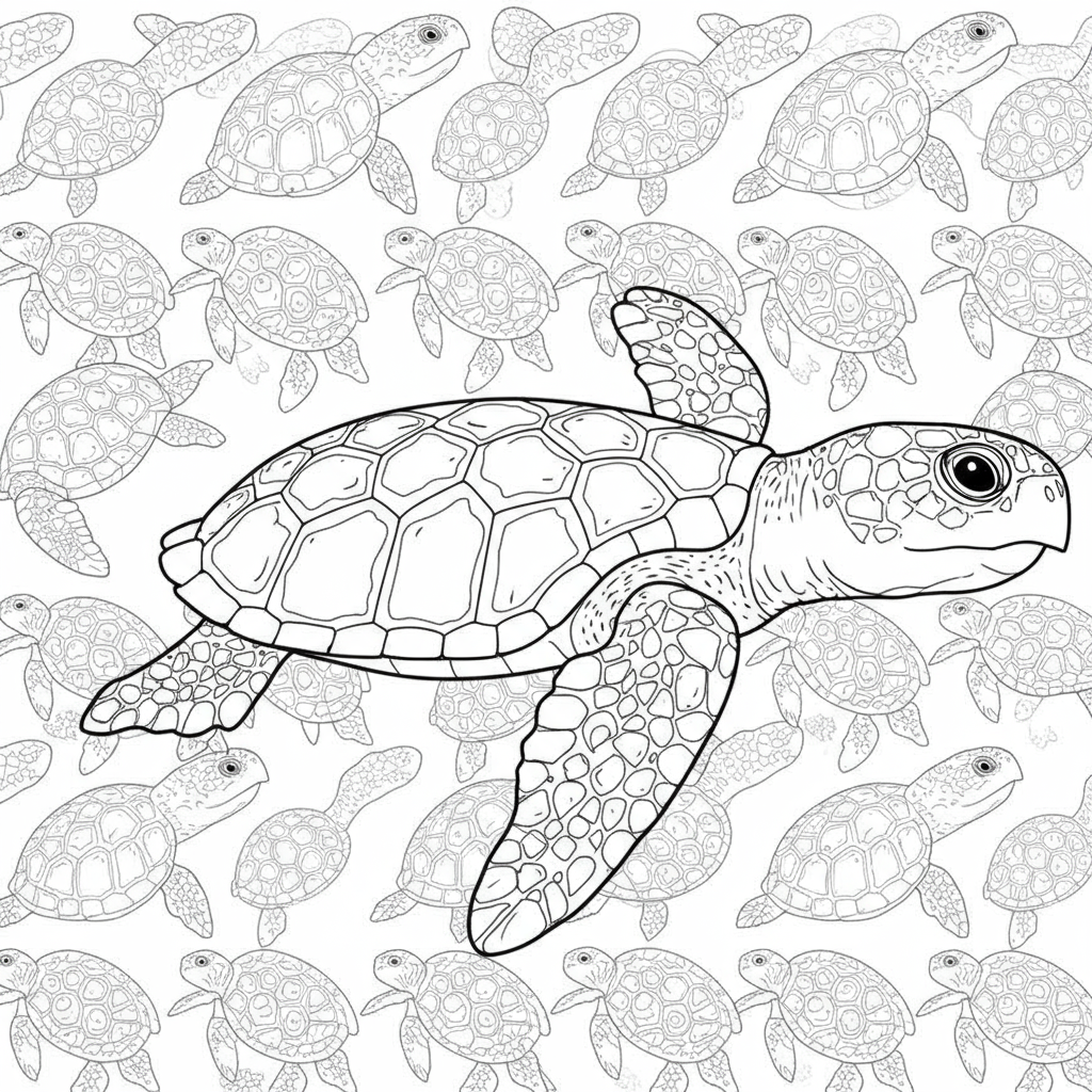 página para colorir de padrão de tartaruga marinha