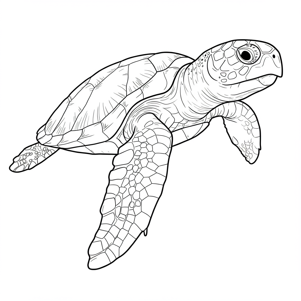 página para colorir de retrato de tartaruga marinha